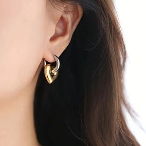 Gold and Silver Heart Earrings